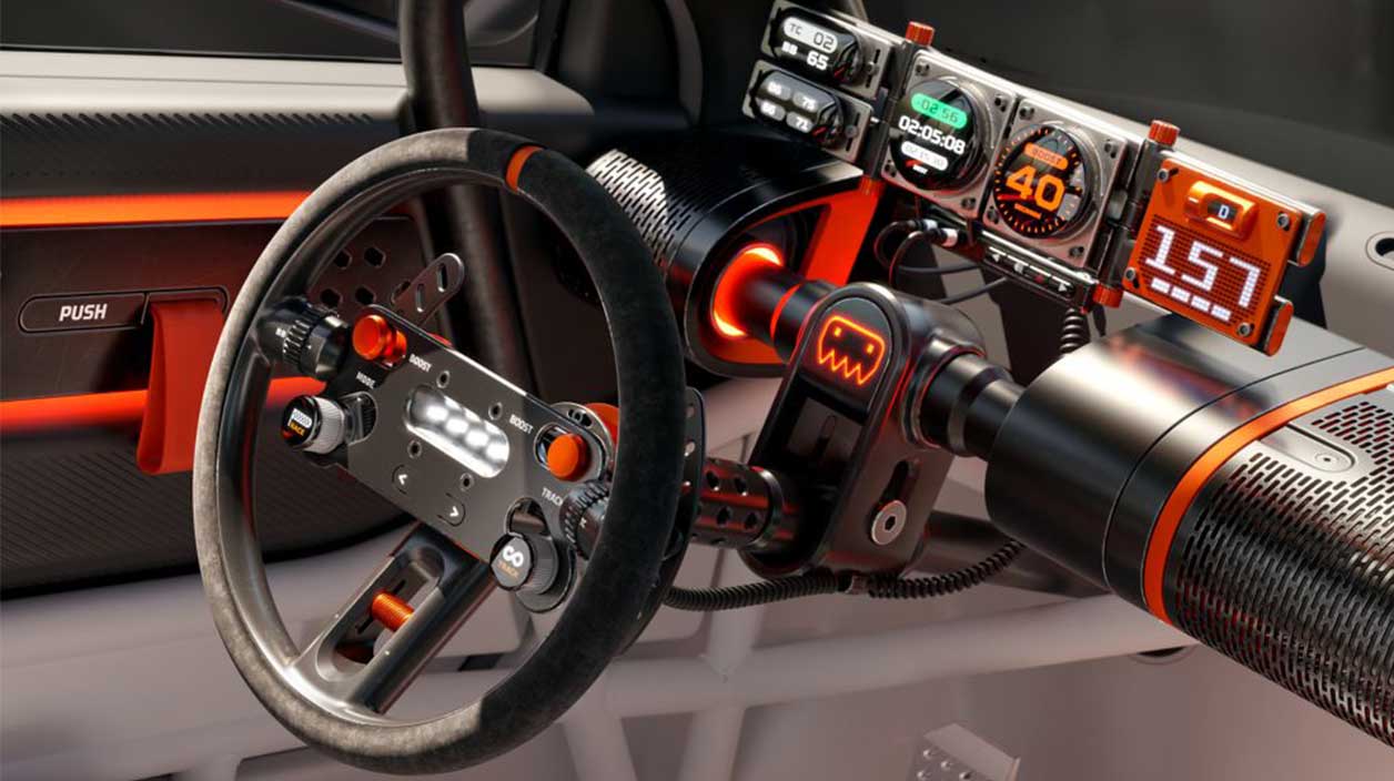 Vue du tableau de bord de la hyundai Insteroid