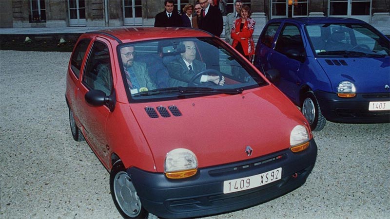 François Mitterand à bord de la Renault Twingo